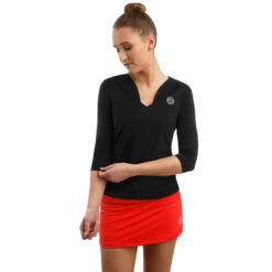 BIDI BADU Ariana Tech V-Neck Longsleeve Damen - Schwarz, Weiß -Tennis Point Geschaft 00477000 16