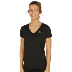 Under Armour Tech Solid T-Shirt Damen - Schwarz, Silber -Tennis Point Geschaft 03833000 12 1