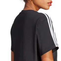 ADIDAS Essentials 3-Stripes Single Jersey Crop T-Shirt Damen - Schwarz, Weiß